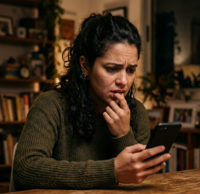 Worried single woman